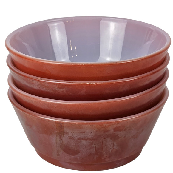 Vintage Lot of 4 Anchor Hocking Fire King cereal bowls red orange luster 17 - Picture 2 of 5